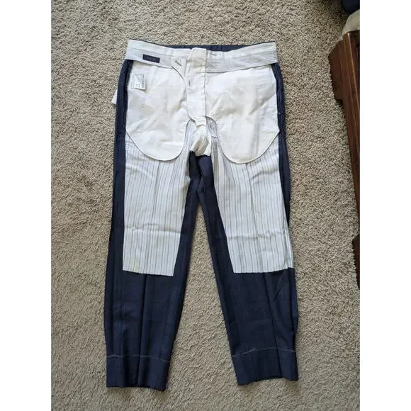 Zanella Dress Pants Mens 33 Blue-401 Plaid Wool TODD 111184 Flat Front Business - Picture 10 of 10